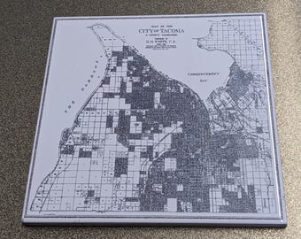 Laser gravierte Fliesen Tacoma Map 1907
