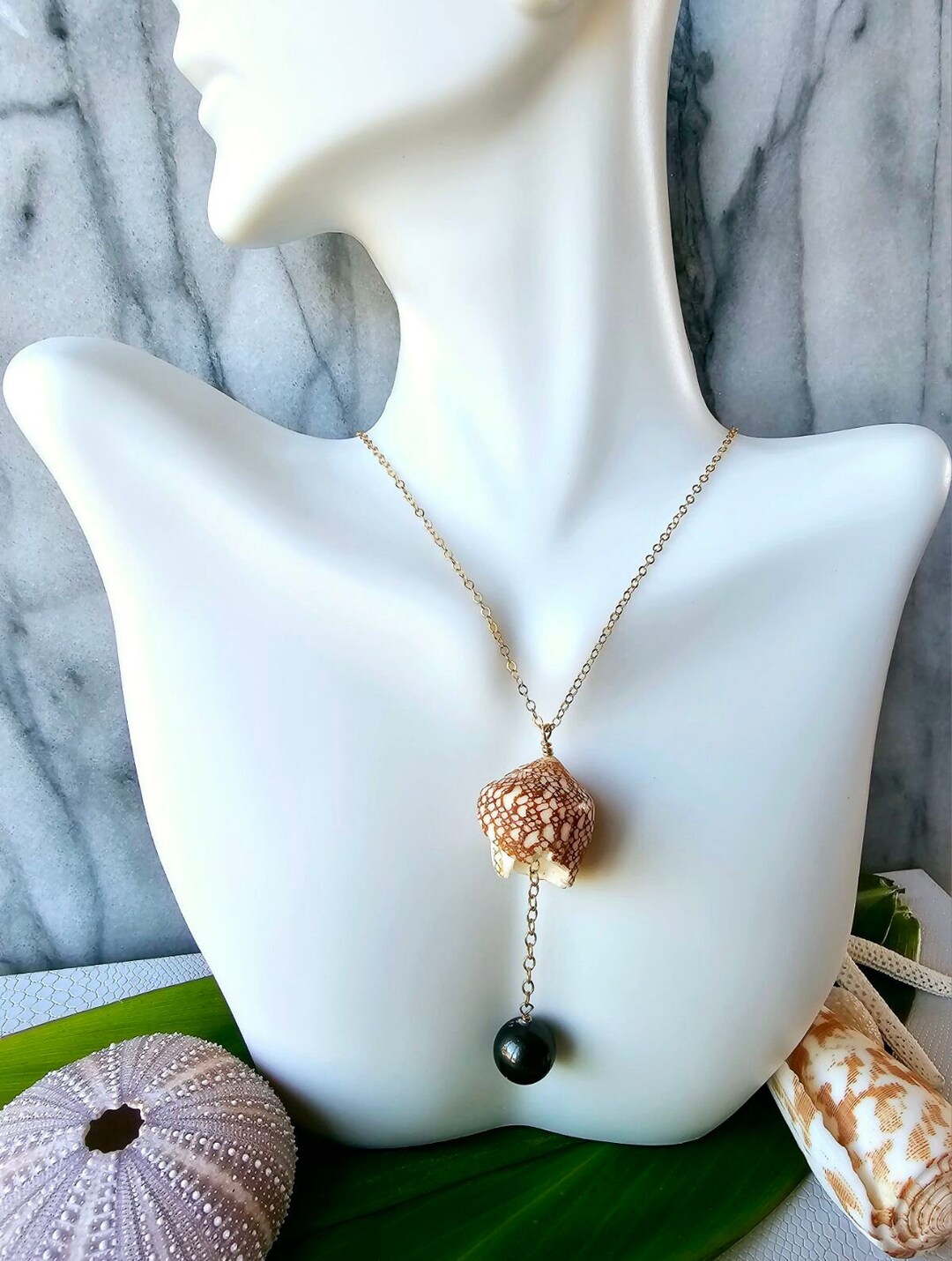 Maui Seashell & Tahitian Pearl Necklace 14K Gold Filled Elegance Etsy