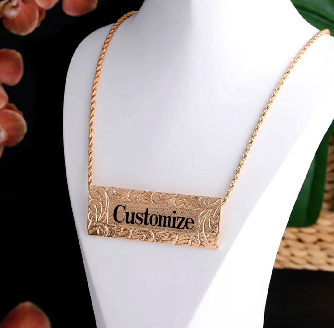 Hawaiian Jewelry Necklace Personalized Necklace Name Plate Etsy