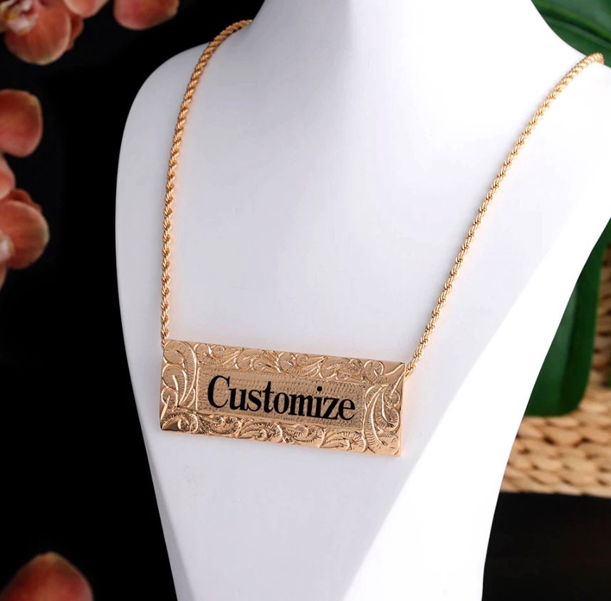 Hawaiian Jewelry Necklace Personalized Necklace Name plate Etsy