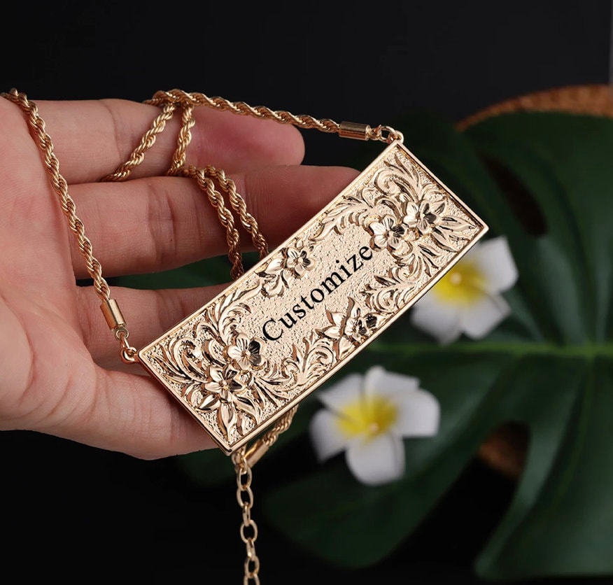 Hawaiian Jewelry Necklace Personalized Necklace Name plate Etsy