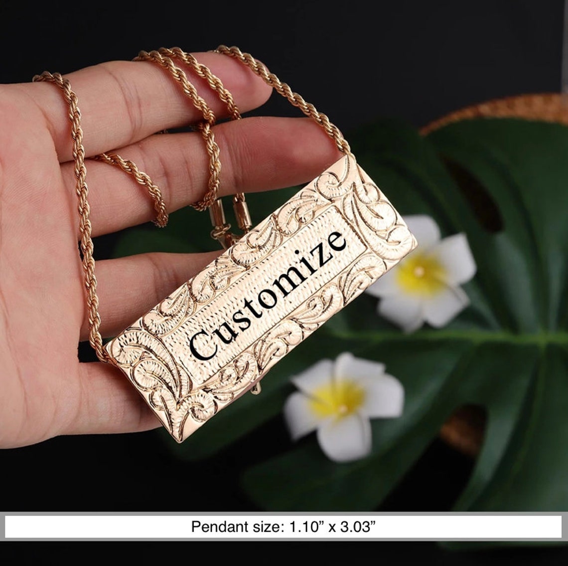 Hawaiian Jewelry Necklace Personalized Necklace Name plate Etsy
