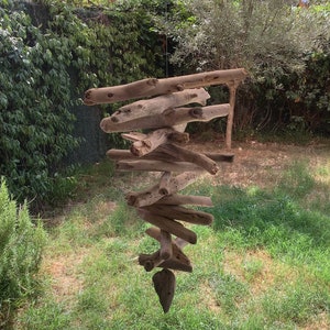Driftwood mobile, Valhalla ladder, driftwood sculpture