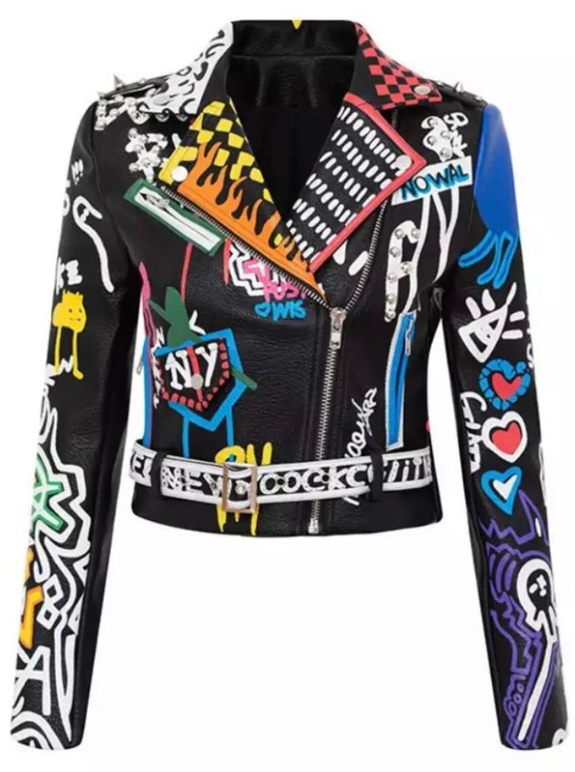 Graffiti paint Vegan motorcycle jacket | Etsy