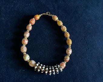 amazing early  antique Gabri glass bead necklace