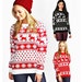 Christmas Jumper Women's Ladies Snowflake and Reindeer Knitted Pullover Knitted Xmas Top 