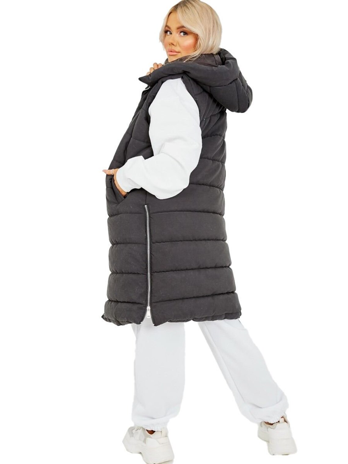 long quilted gilet womens