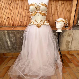 Breastplate White/gold / Tulle Skirt White / Headpiece / Warrior / Valkyrie  - Etsy