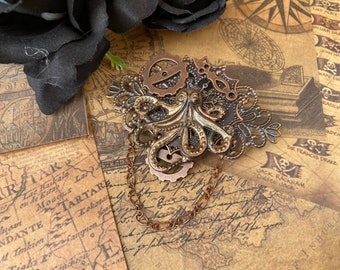 Haarspange * Steampunk * Fantasy * Oktopus