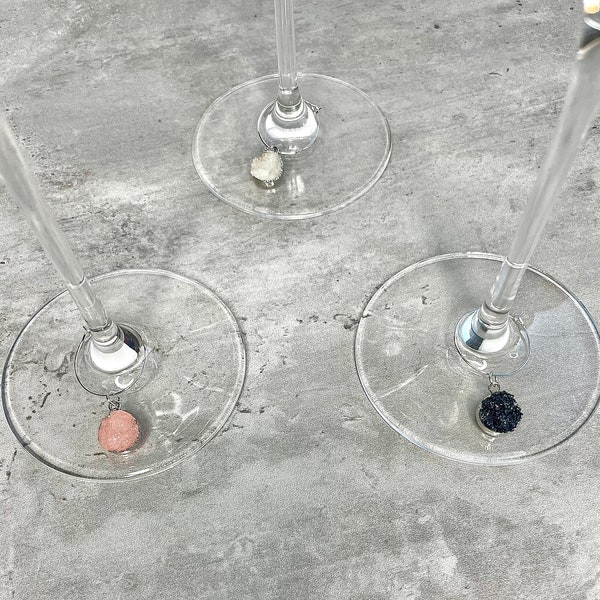 Wine Glass Charms | Agate Pendants | Gemstone Pendant | Wine Party Accessories | Elegant Wine Decor
