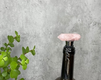 Quartz Gemstone | Gemstone Wine Stopper | Rose All Day | Wine Gift | Sommelier | Wedding Favor | Bridal Shower | New Mother | Polished Rock
