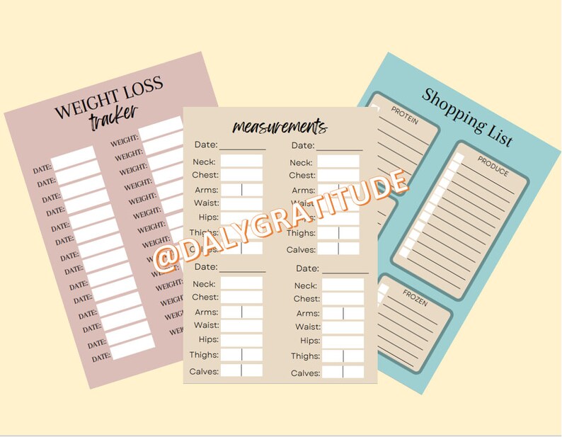 Weight Loss Tracker Digital Weight Loss Tracker Printable Weight Loss