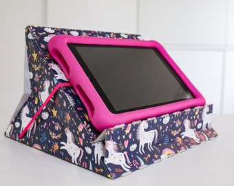 Kids' tablet & book stand - multi-use, sustainable, foldable, cardboard, book rest, kindle holder, cool children's desk stand