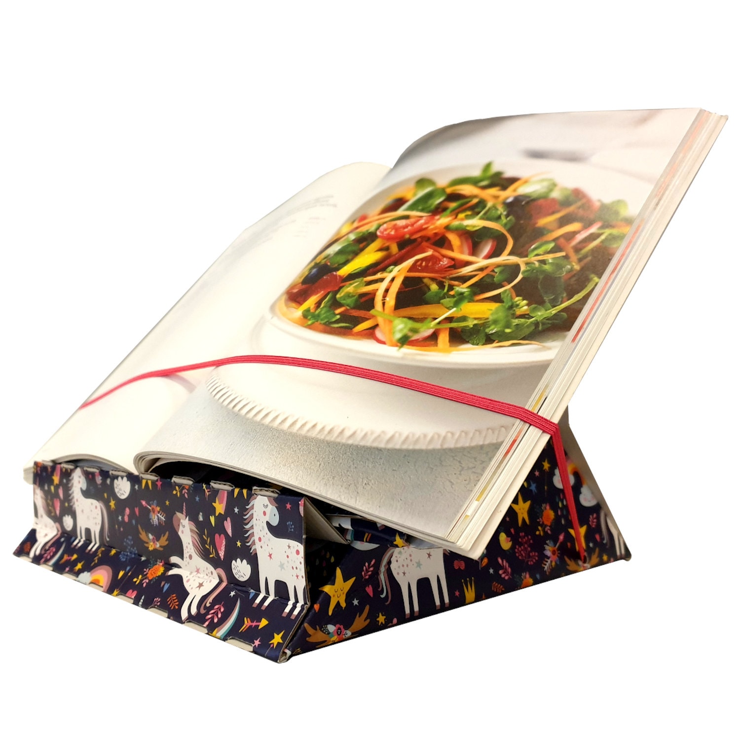 SINOBEST Wooden Book Stand With Page Clips - Foldable Adjustable Reading Rest For Books, Tablets, Cookbooks, Sheet Music