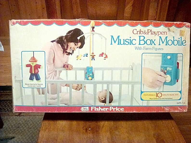 Vintage Fisher Price Crib and Playpen Music Box Mobile Etsy