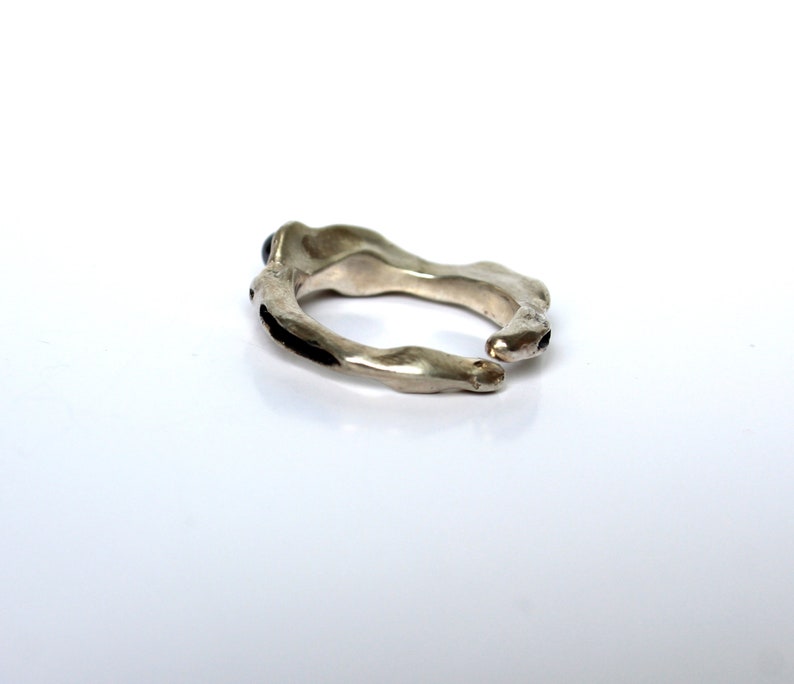 Chunky Solid Silver Ring, Irregular Band Ring, Original Ring, Stackable Rings, Woman ring, Everyday Ring, Stacking rings, Unique pearl rings image 6