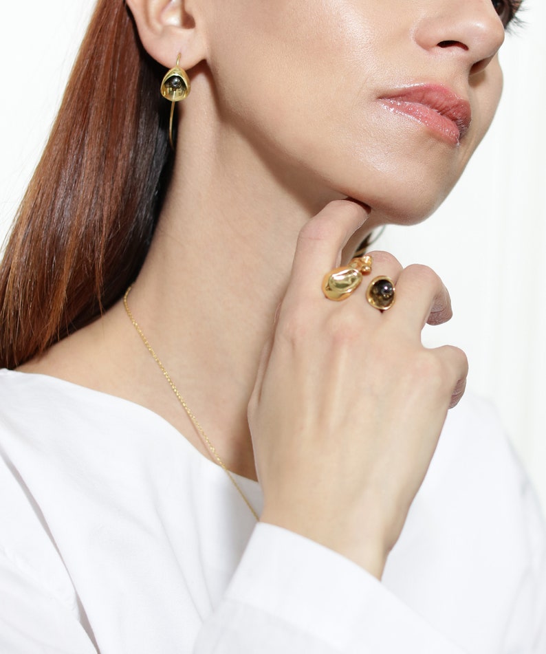 Drop Earrings, Flower Earrings Sterling Silver / Gold Plated, Nature Inspired Flower Earrings, Dainty Earrings, birthday gift for her gift image 2