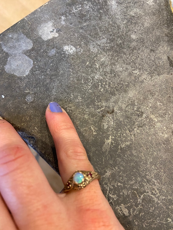 Victorian Style Ruby and Opal Ring