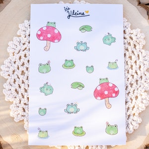 Winziger Frosch-Aufkleber, niedlicher wasserfester Vinyl-Aufkleber für Laptops, Wasserflaschen, Journals, kleines Geschenk für Froschliebhaber, Journaling, Deko