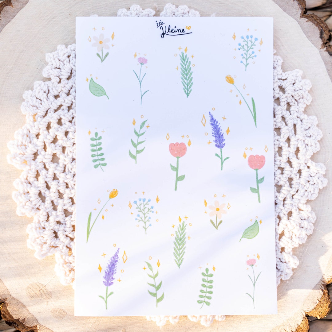 Botanical Flower Sticker Sheetcute Vinyl Water Proof Sticker for ...