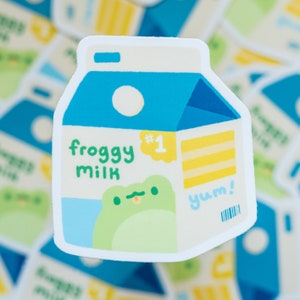Sticker kikkermelk schattige vinyl waterdichte sticker voor laptops, flessen water, tijdschriften, klein cadeau voor kikkerliefhebbers, grappig ontwerp, schattig