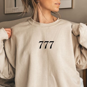 Felpa con numero angelico 777, camicie con numeri angelici, camicie spirituali, felpe spiritualità, camicie spirituali numeri angelici, numeri 777