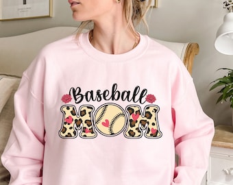 Baseball mom sweatshirt cheetah print team mom graphic tee cheetah print baseball cute sweatshirts for baseball mom tee-ball mom sweatshirt