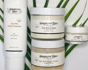 Oat Milk Complete Skincare Set | Sensitive Skin Care Bundle | Fragrance-Free | Colloidal Oatmeal | Gentle Soothing Vegan | 4-piece Face Kit
