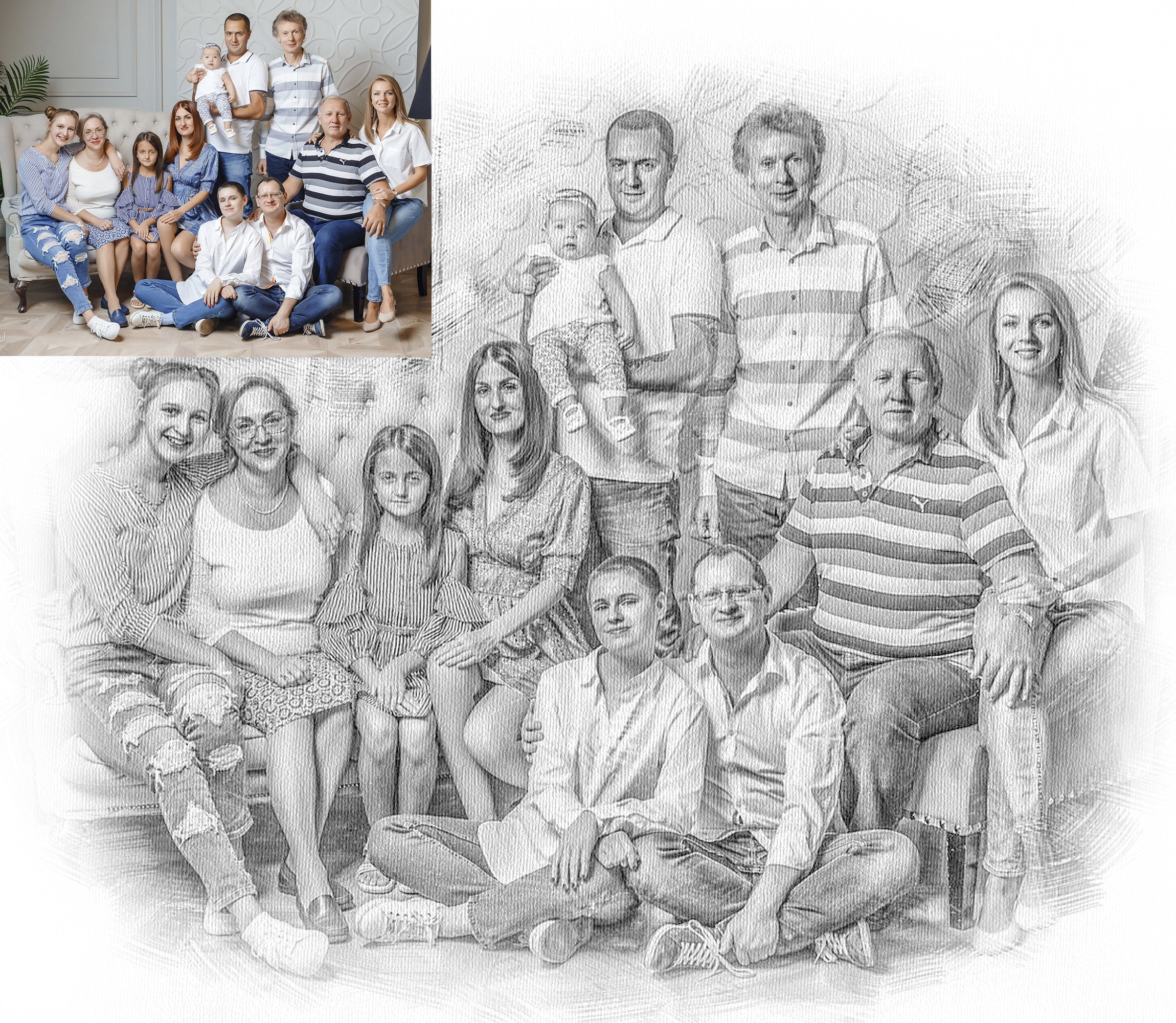 Custom family portrait Draw portrait from a photo Personal Etsy