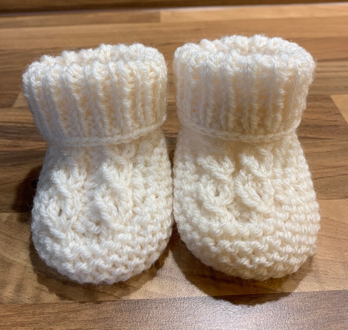 Hand Knitted Baby Booties / Cable Knit/available in Newborn Etsy UK