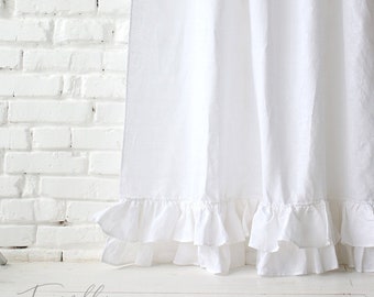 nursery linen curtains, nursery curtains girl, White Baby Girl Ruffled Curtains, Nursery Curtains, Girl Nursery Decor, neutral curtains