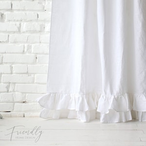 nursery linen curtains, nursery curtains girl, White Baby Girl Ruffled Curtains, Nursery Curtains, Girl Nursery Decor, neutral curtains