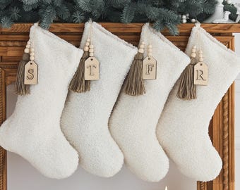 Personalized Christmas Stockings, Custom Name Embroidered Family Stocking, Elegant Bow Xmas Stocking, Holiday Mantel Decor Gift
