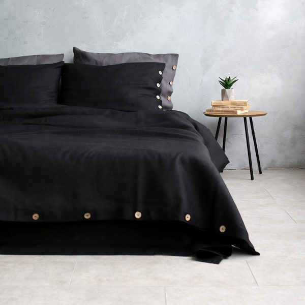 Black Linen Bedding - Etsy