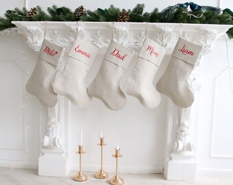 christmas stocking linen, Minimalist Christmas Stocking / Scandinavian Stocking / Neutral Stocking