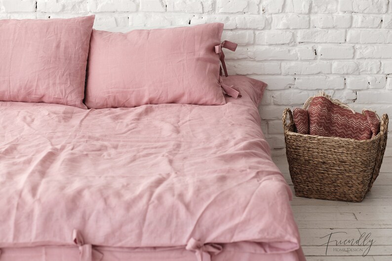 Dusty Pink Duvet Cover Woodrose Linen Duvet Cover Natural Etsy