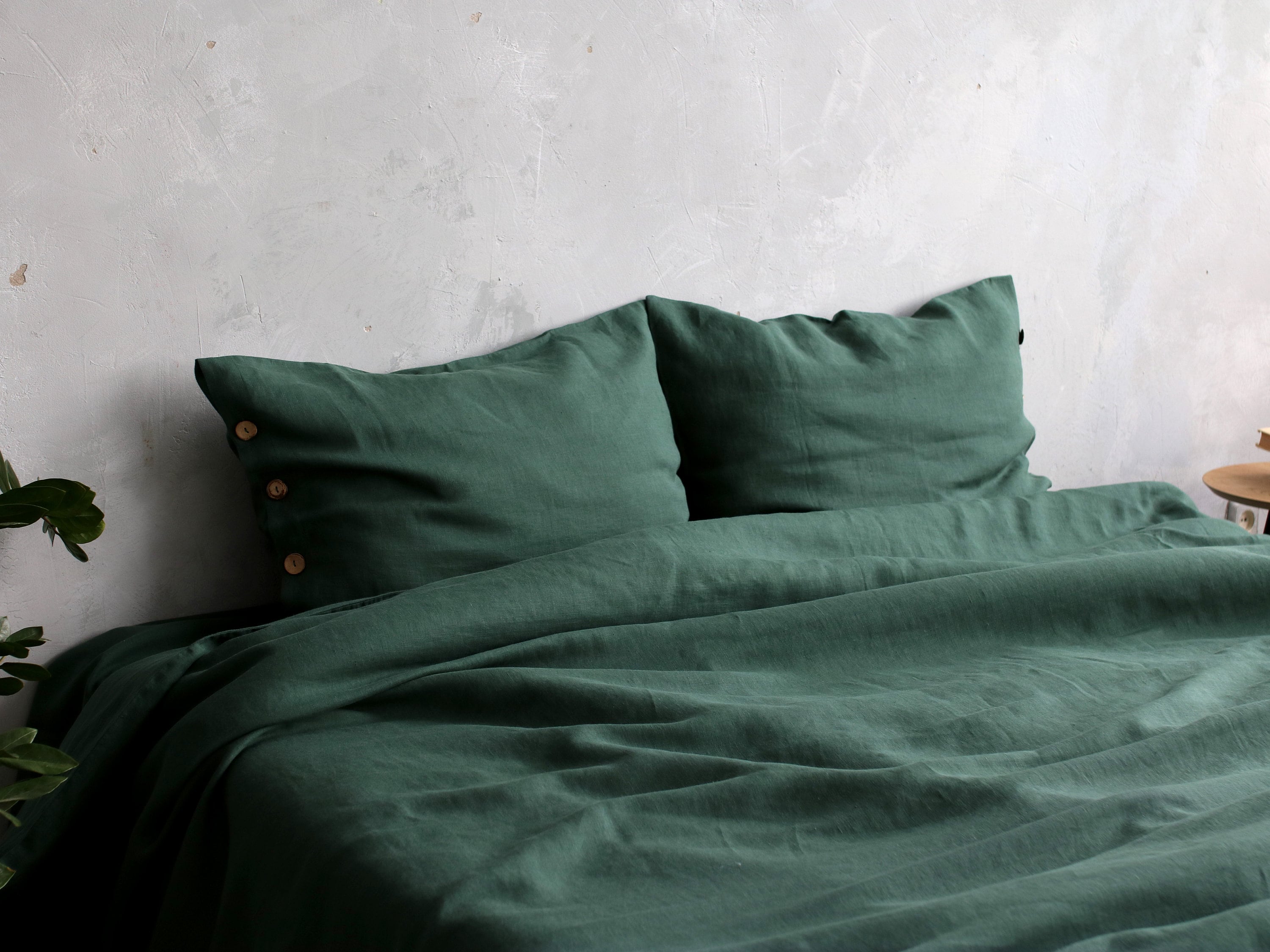 Linen Duvet Cover Deep Green color moss green linen duvet Etsy