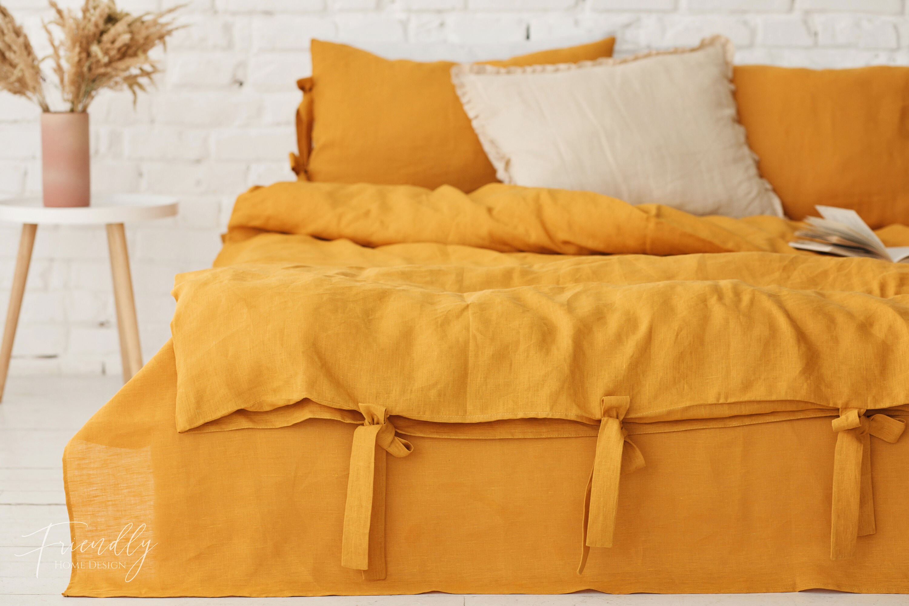 Mustard Linen Duvet Cover Scandinavian Bedding Mustard Linen Etsy