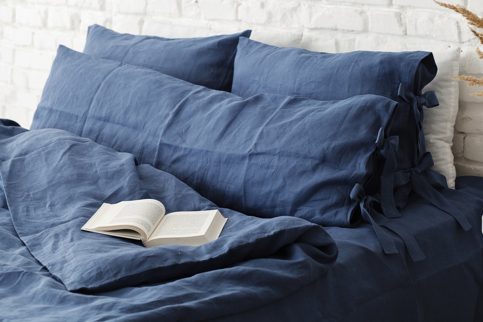 Linen Body Pillow Cover Linen Pillowcase With Ties Body Etsy