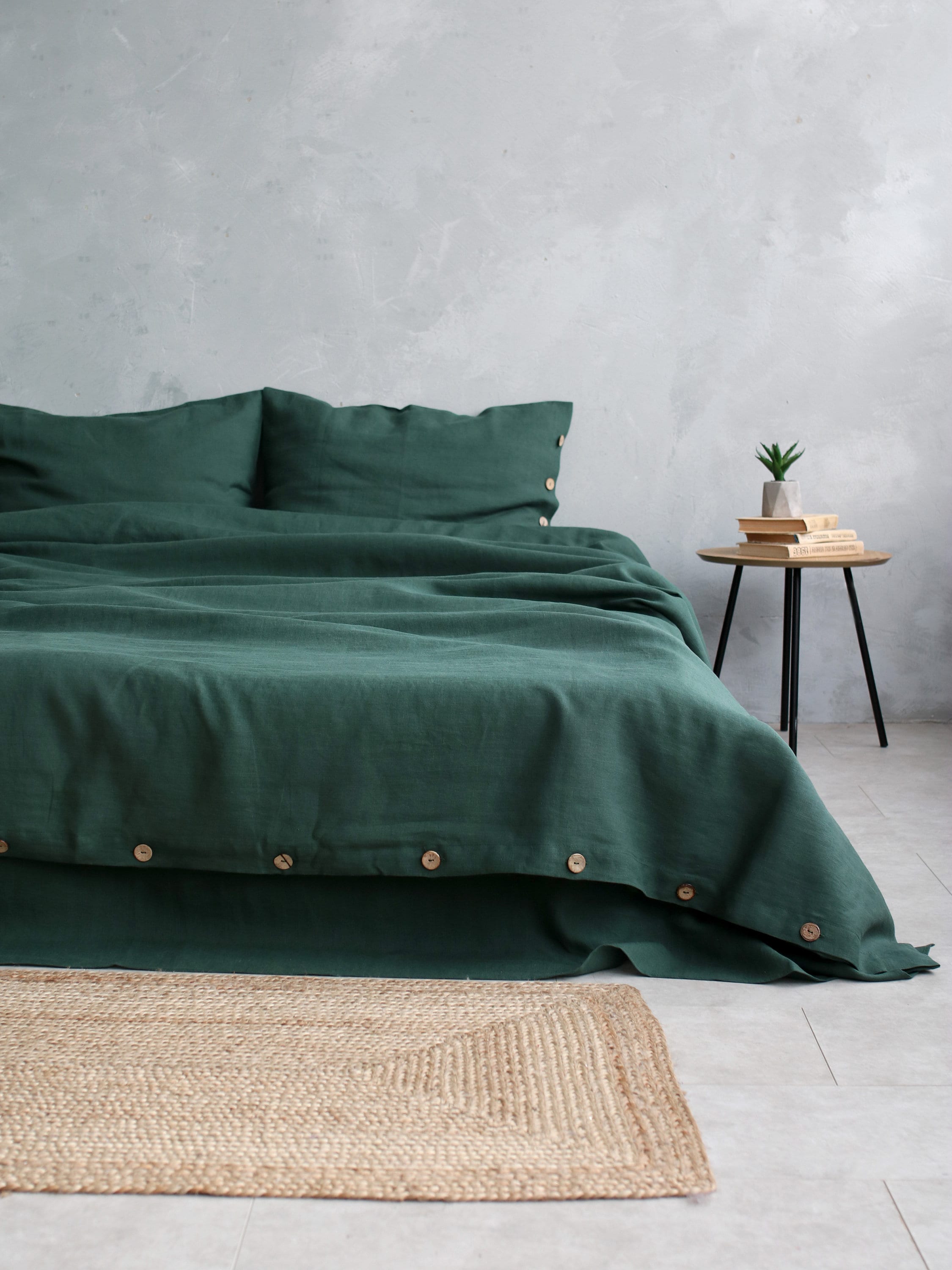 Emerald Green Linen Duvet Cover Deep Green Linen Bedding Etsy