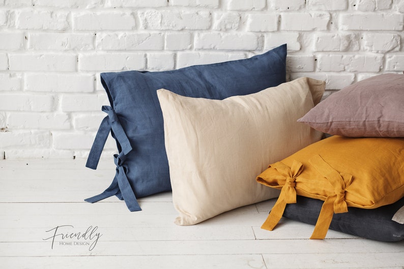 Linen Pillowcase With Ties Linen Pillowcase Body Pillow Etsy