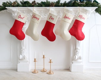 Linen Stocking, Minimalist Christmas Stocking, christmas stocking personalized, Custom Name Christmas Stocking, Monogram Family Stockings
