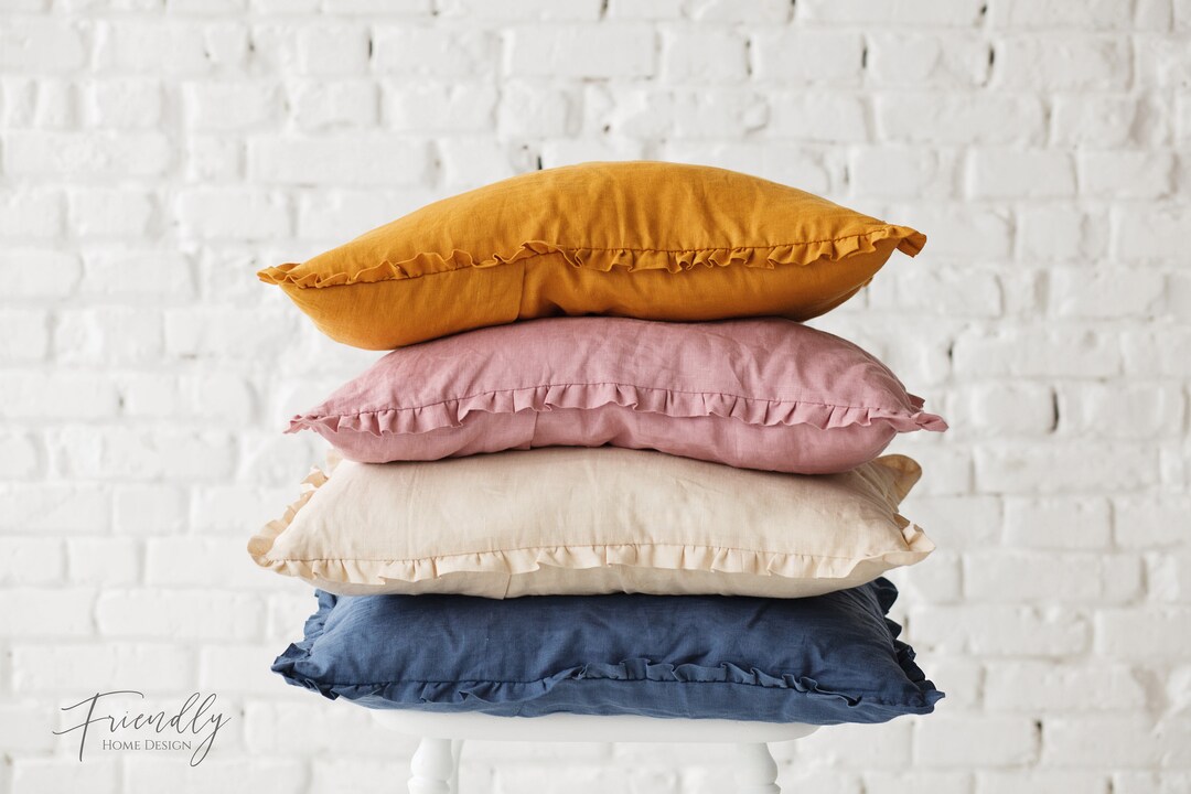 Linen Ruffle Pillowcase Pillowcase Ruffle Envelope Closure Etsy