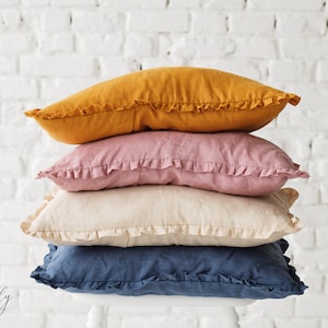 linen ruffle pillowcase, pillowcase ruffle, Envelope Closure Pillowcase With Ruffles, linen ruffle pillow case