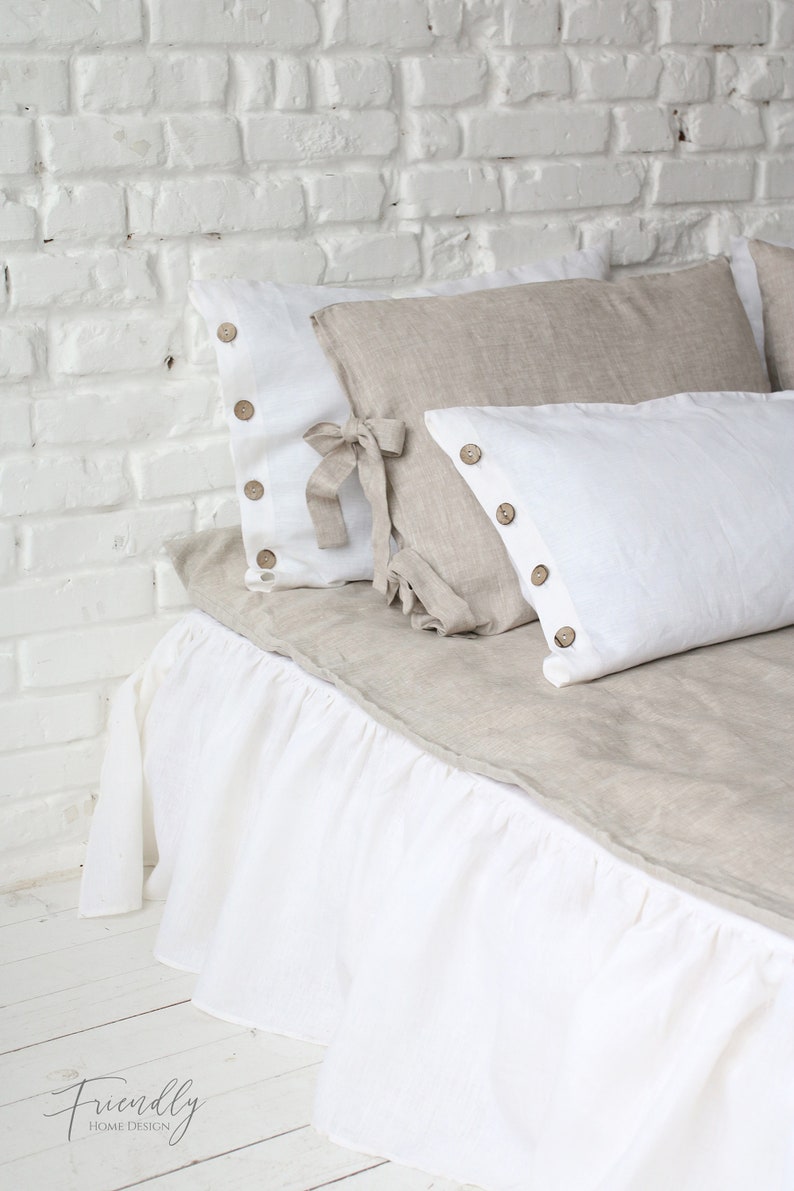 Linen Buttoned Pillowcase Natural Linen Pillow Case Linen Etsy