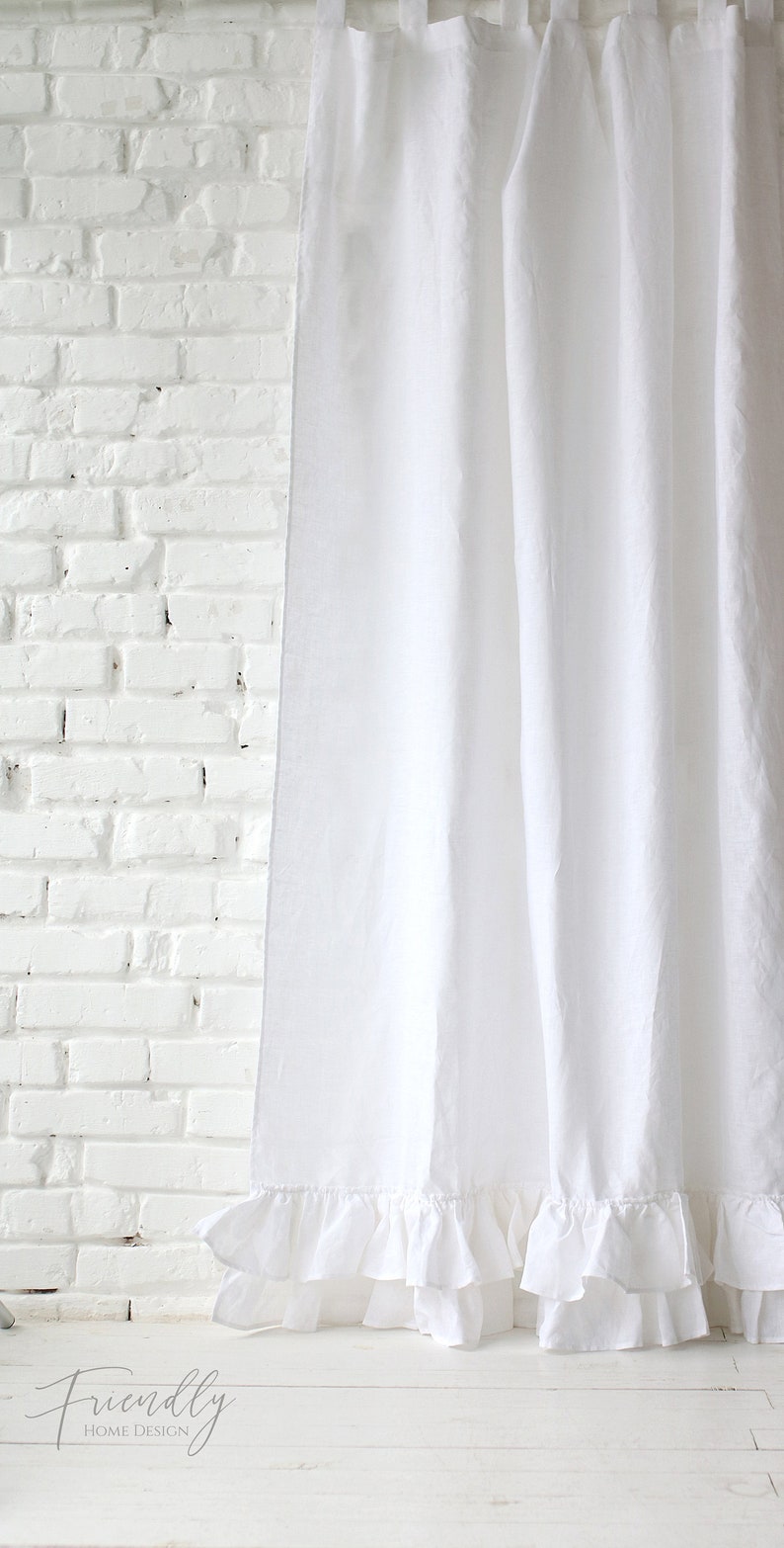 Linen curtains linen ruffled curtain panel ruffle curtain Etsy