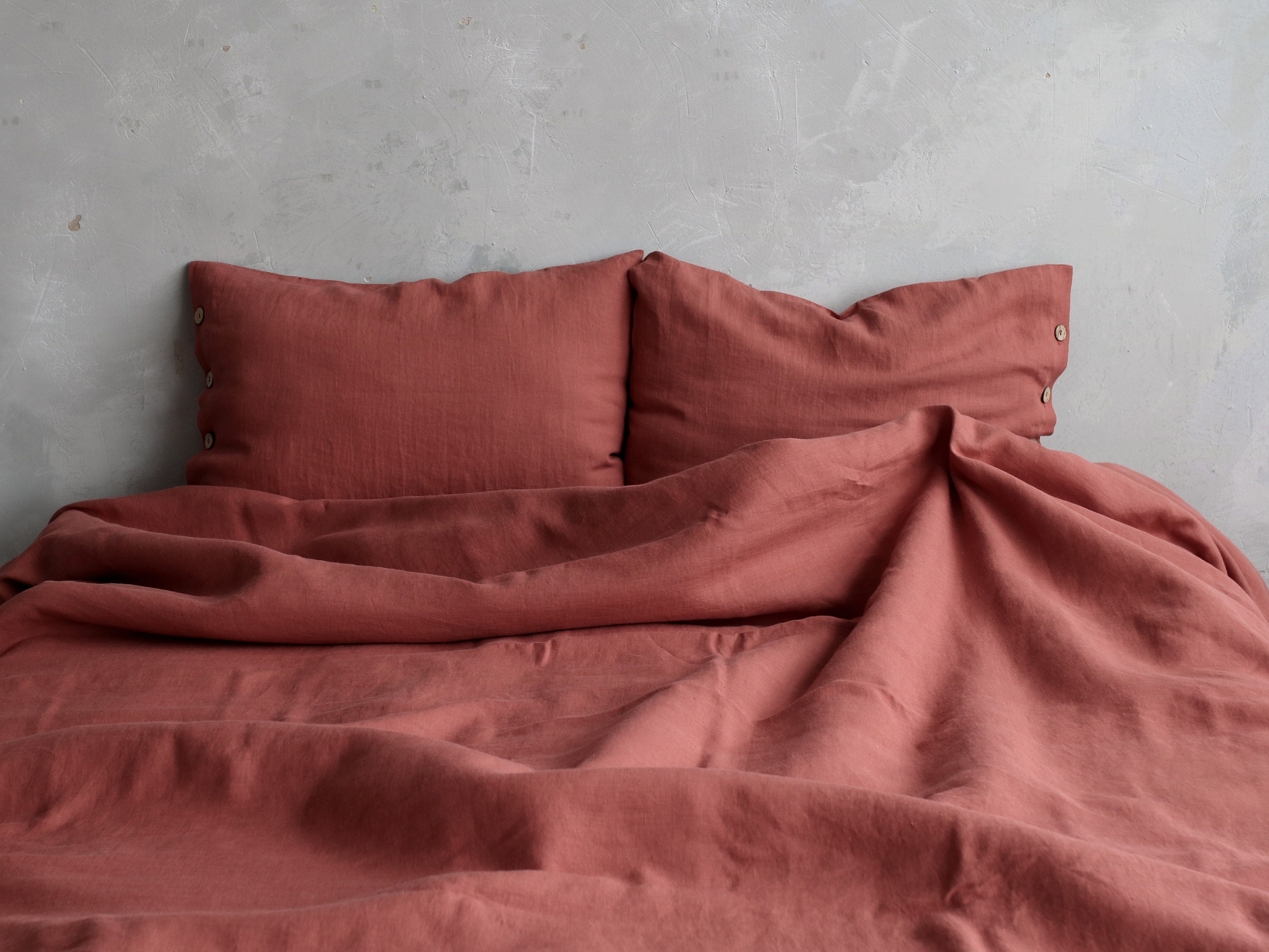 Terracotta linen bedding set rust linen duvet set rust linen Etsy