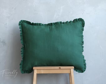 Linen Ruffles Pillowcase, Soft Linen Ruffle Pillowcase, Farmhouse Bedding, Neutral Linen Ruffles Pillowcase, Custom Linen Pillowcase Ruffles