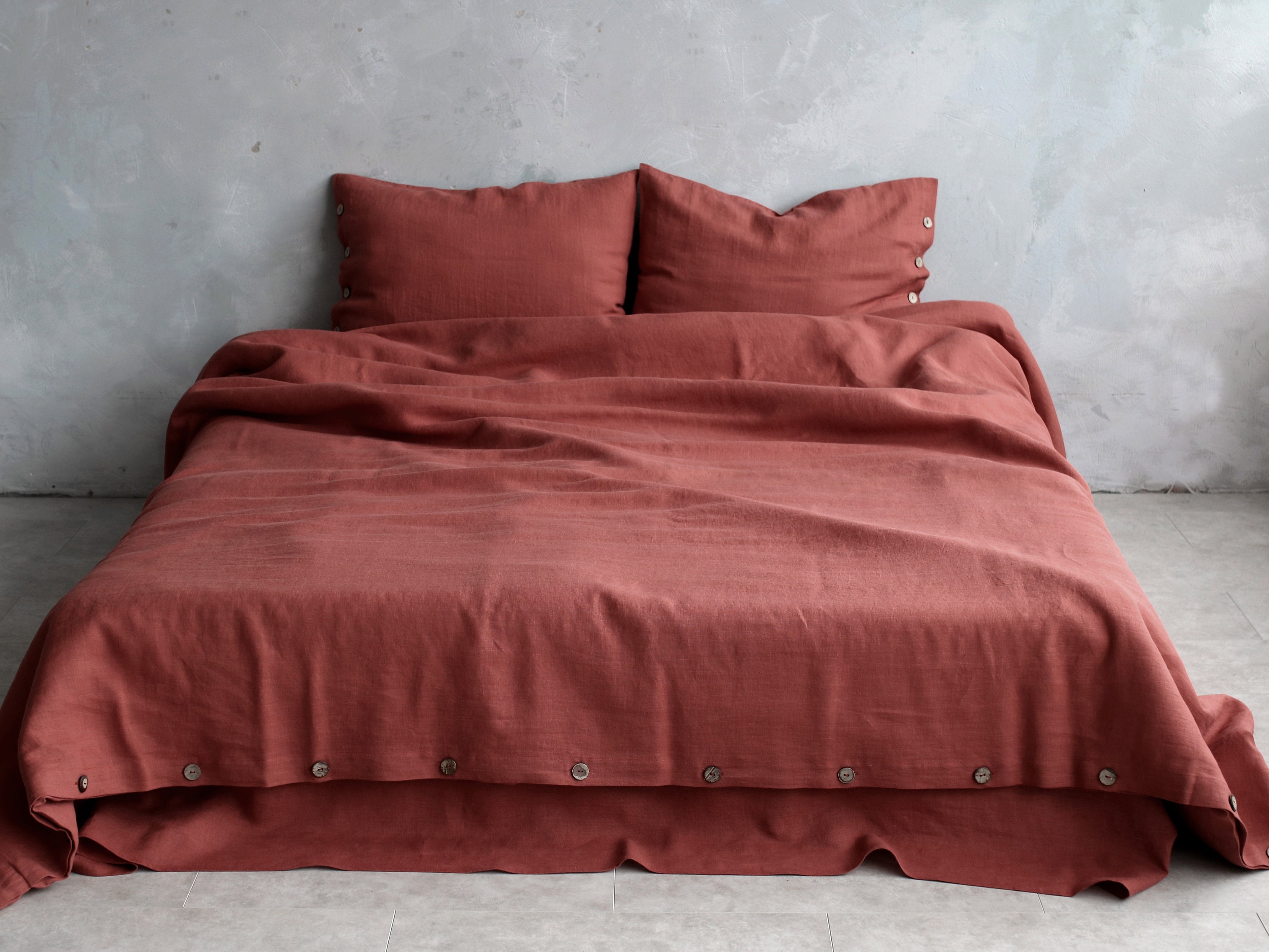 Terracotta linen bedding set rust linen duvet set rust linen Etsy
