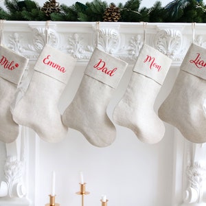christmas stocking personalized grey, Linen Stocking, Minimalist Christmas Stocking, Custom Christmas Stocking